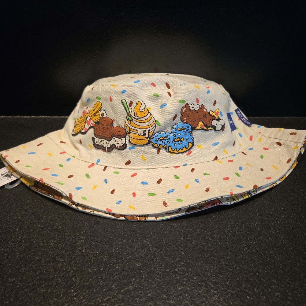 SALE REVERSIBLE Disney Spirit Jersey BrCream Bucket Hat w Dessert ImageS